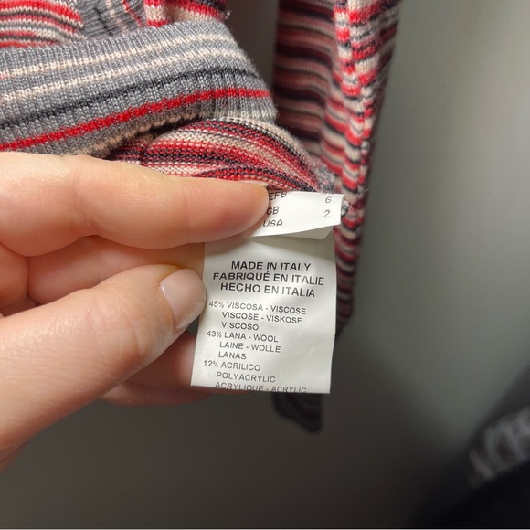 Missoni Women's Red & Black Y2K stripes wool blend zip up hoodie jacket in US 2 - Picture 5 of 6